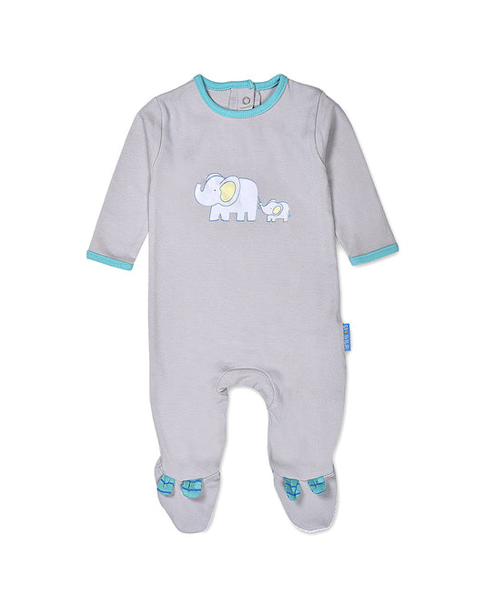 Mi Arcus Blue & Grey Sleepsuit-Printed-Cotton-Pack of 2-For Infants