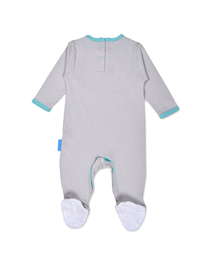 Mi Arcus Blue & Grey Sleepsuit-Printed-Cotton-Pack of 2-For Infants