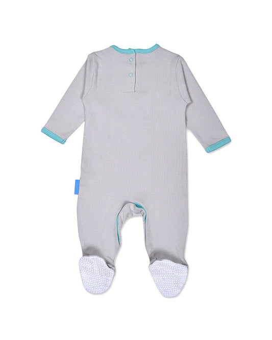 Mi Arcus Blue & Grey Sleepsuit-Printed-Cotton-Pack of 2-For Infants