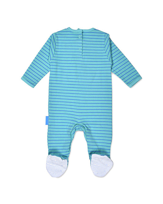 Mi Arcus Blue & Grey Sleepsuit-Printed-Cotton-Pack of 2-For Infants