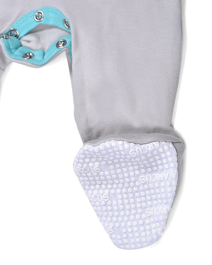 Mi Arcus Blue & Grey Sleepsuit-Printed-Cotton-Pack of 2-For Infants