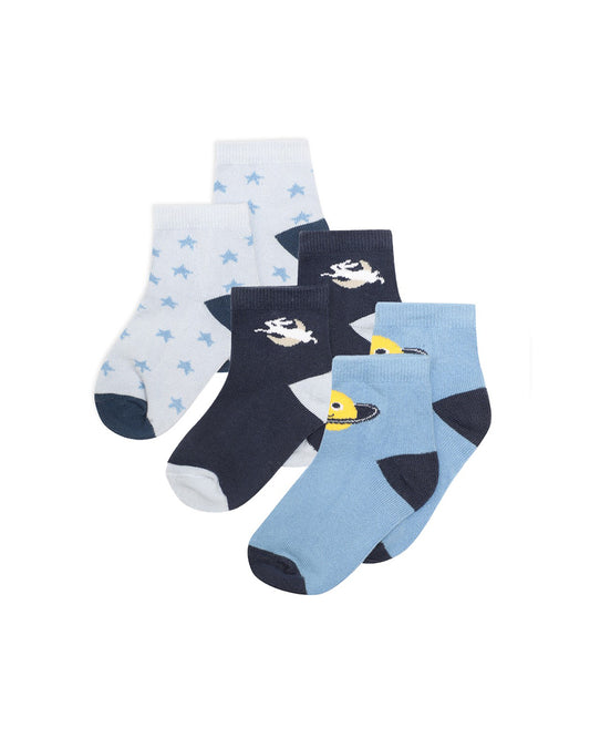 Mi Arcus Blue Socks-Printed-Bamboo Cotton- Pack of 3-For Infants