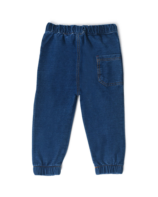 Mi Arcus Blue Denim Joggers-Solid-Cotton-For Infants