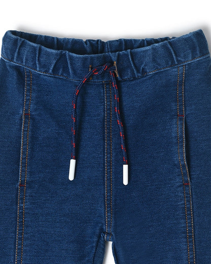 Mi Arcus Blue Denim Joggers-Solid-Cotton-For Infants