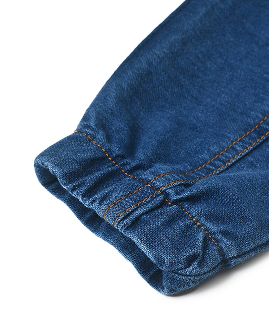 Mi Arcus Blue Denim Joggers-Solid-Cotton-For Infants