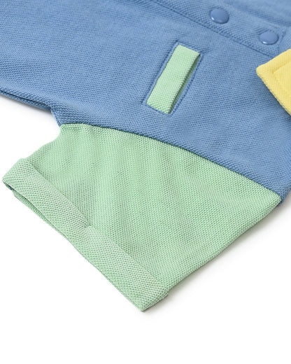 Mi Arcus Blue Bodysuit-Colorblock-Cotton-For Infants