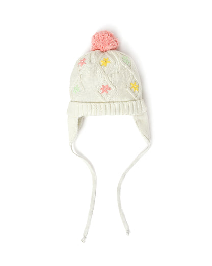 Mi Arcus White Cap-Knitted-Cotton-For Infants