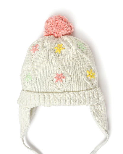 Mi Arcus White Cap-Knitted-Cotton-For Infants