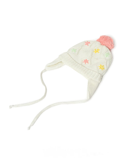 Mi Arcus White Cap-Knitted-Cotton-For Infants