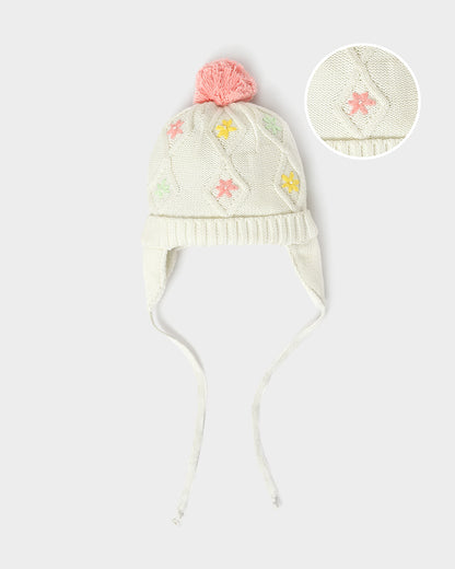 Mi Arcus White Cap-Knitted-Cotton-For Infants