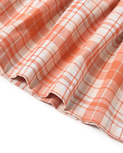 Mi Arcus Peach Frock Dress-Checkered-Cotton-For Infants