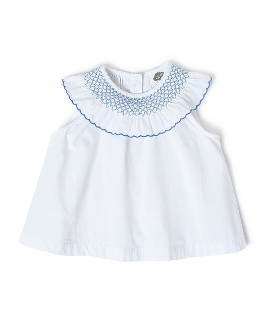 Mi Arcus White Frock Dress-Solid-Cotton-For Infants