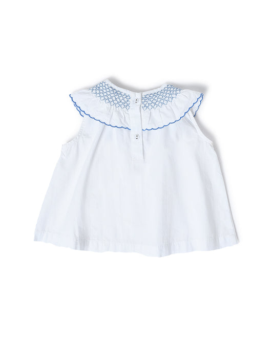 Mi Arcus White Frock Dress-Solid-Cotton-For Infants