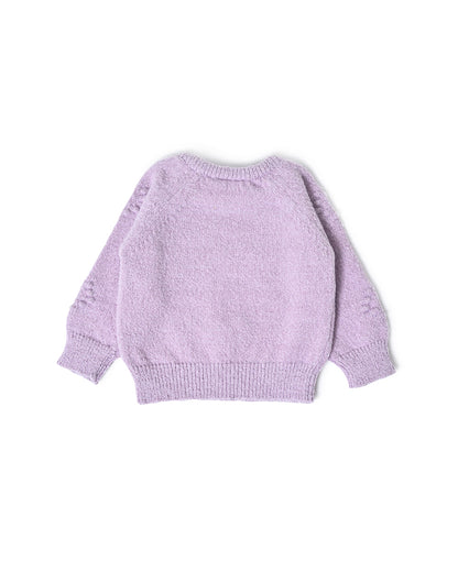 Mi Arcus Lavender Sweater-Solid-Polyester-For Infants