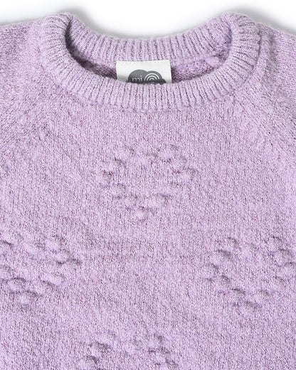 Mi Arcus Lavender Sweater-Solid-Polyester-For Infants