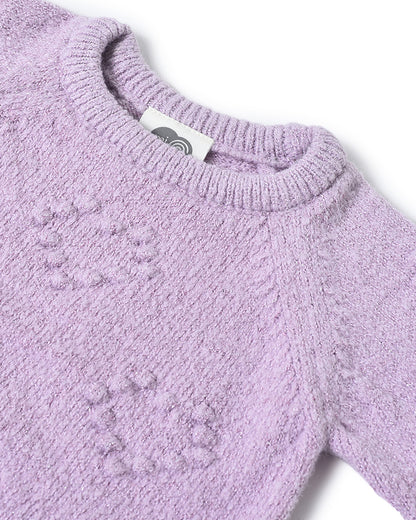 Mi Arcus Lavender Sweater-Solid-Polyester-For Infants