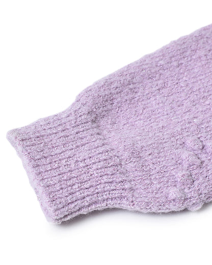 Mi Arcus Lavender Sweater-Solid-Polyester-For Infants