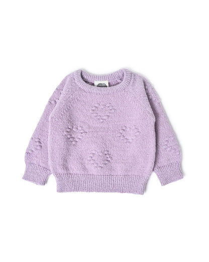 Mi Arcus Lavender Sweater-Solid-Polyester-For Infants