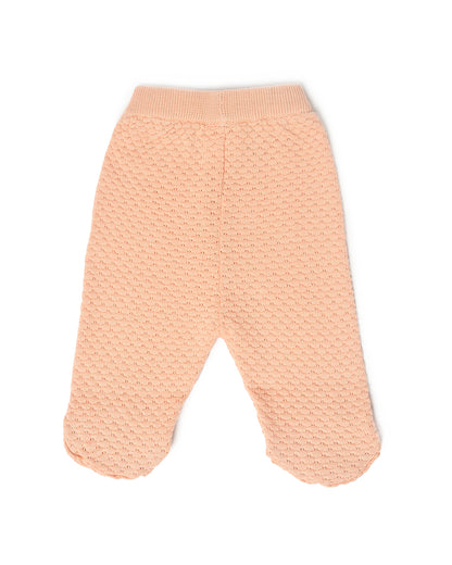 Mi Arcus Peach Sweater with Pajama-Solid-Cotton-For Infants