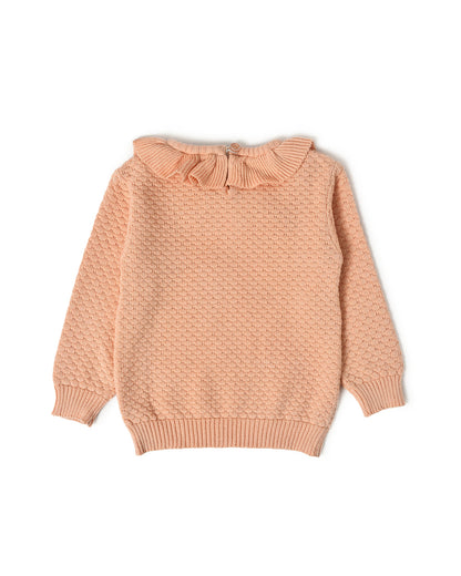 Mi Arcus Peach Sweater with Pajama-Solid-Cotton-For Infants