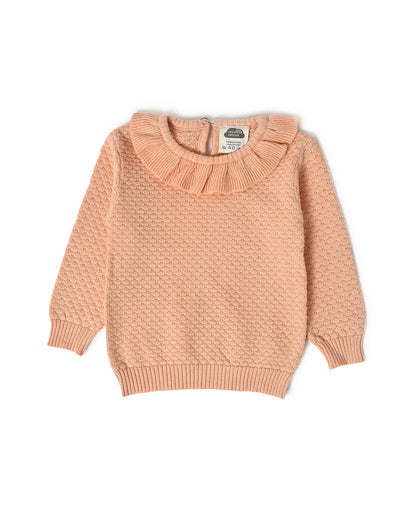 Mi Arcus Peach Sweater with Pajama-Solid-Cotton-For Infants