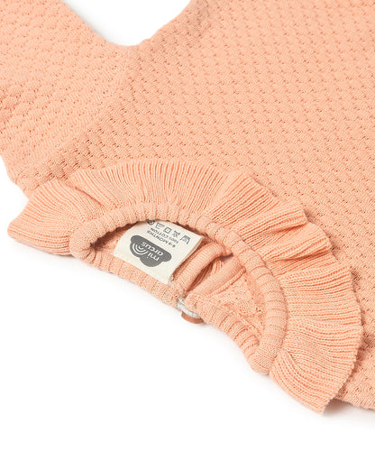 Mi Arcus Peach Sweater with Pajama-Solid-Cotton-For Infants