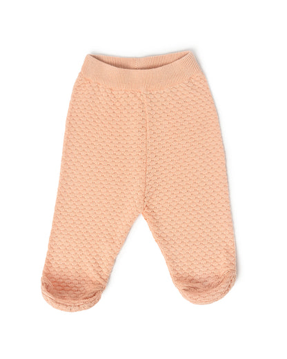 Mi Arcus Peach Sweater with Pajama-Solid-Cotton-For Infants