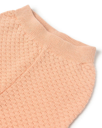 Mi Arcus Peach Sweater with Pajama-Solid-Cotton-For Infants