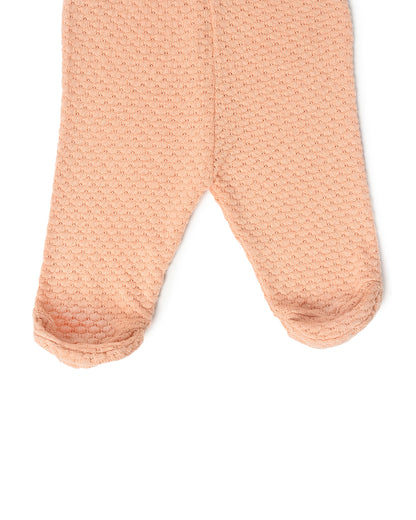 Mi Arcus Peach Sweater with Pajama-Solid-Cotton-For Infants