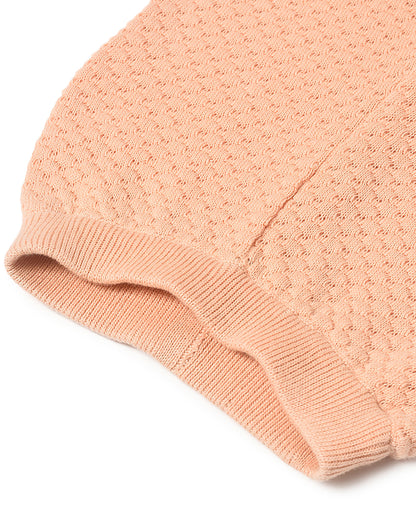 Mi Arcus Peach Sweater with Pajama-Solid-Cotton-For Infants