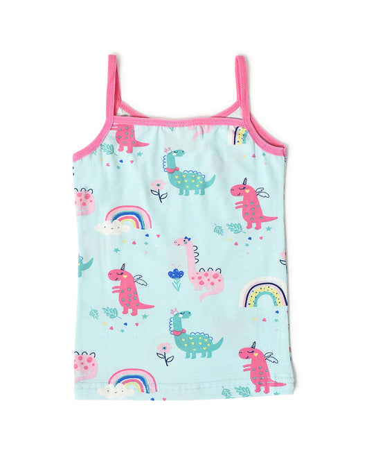 Mi Arcus Blue & Pink Tank Top and Shorts-Printed-Cotton-For Infants