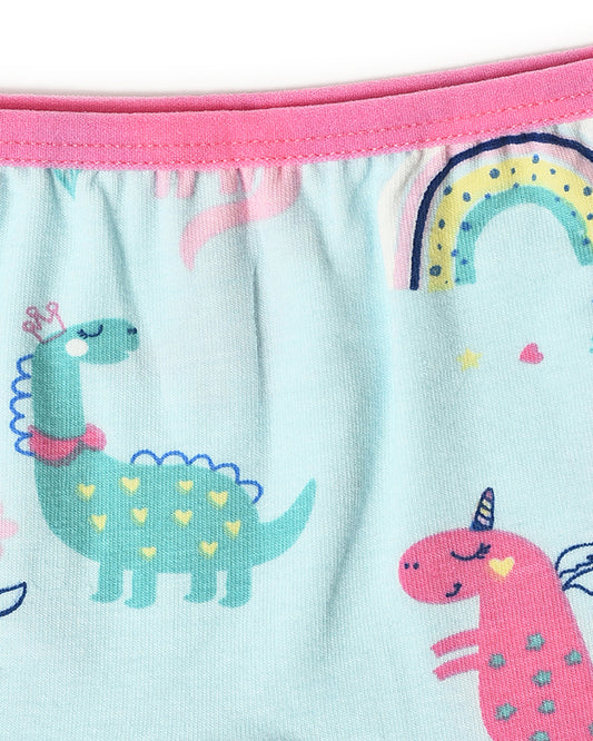 Mi Arcus Blue & Pink Tank Top and Shorts-Printed-Cotton-For Infants