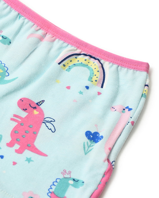 Mi Arcus Blue & Pink Tank Top and Shorts-Printed-Cotton-For Infants