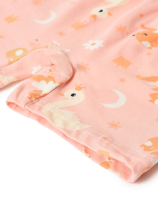 Mi Arcus Pink Tank Top and Shorts-Printed-Cotton-For Infants