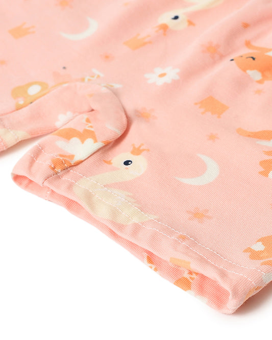 Mi Arcus Pink Tank Top and Shorts-Printed-Cotton-For Infants