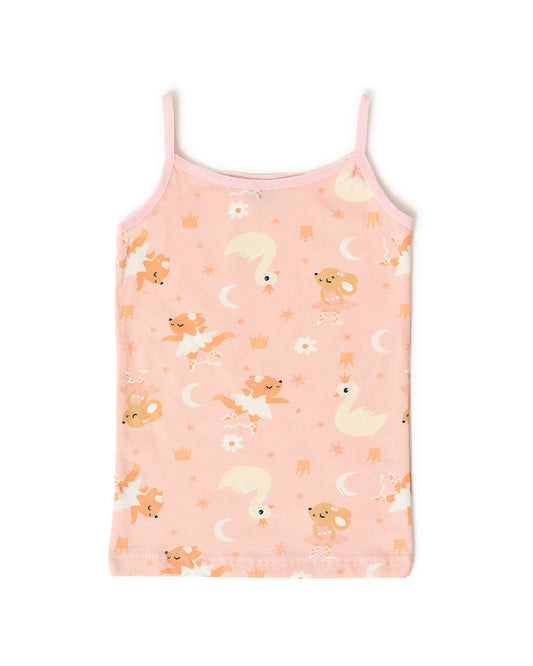 Mi Arcus Pink Tank Top and Shorts-Printed-Cotton-For Infants