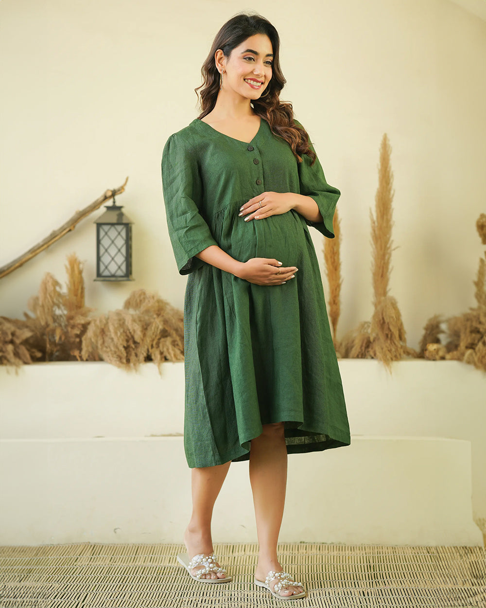 Linen breastfeeding dress best sale