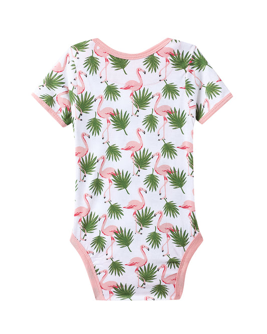 Mi Arcus Multicoloured Flamingo Onesie-Printed-Cotton-Pack of 3-For Infants