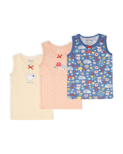 Mi Arcus Multicoloured Vest-Printed-Cotton-Pack of 3-For Infants