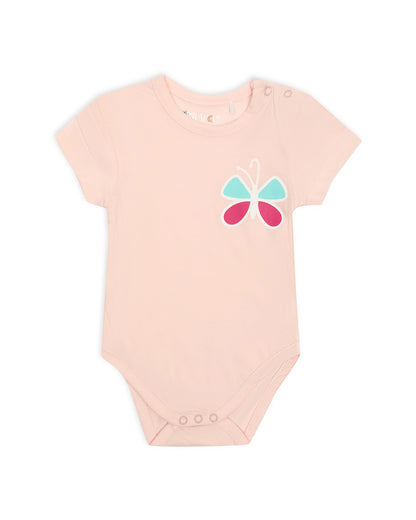 Mi Arcus Pink Bodysuit-Solid-Cotton-For Infants