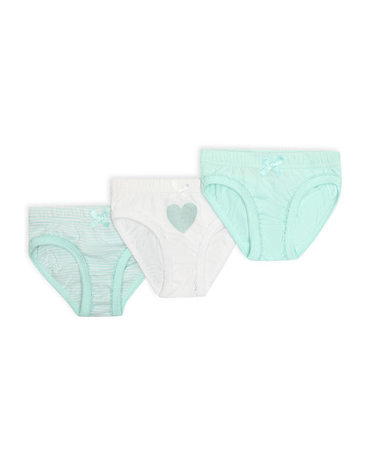 Mi Arcus Green & White Panties-Printed-Cotton-Pack of 3-For Infants