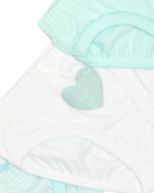 Mi Arcus Green & White Panties-Printed-Cotton-Pack of 3-For Infants