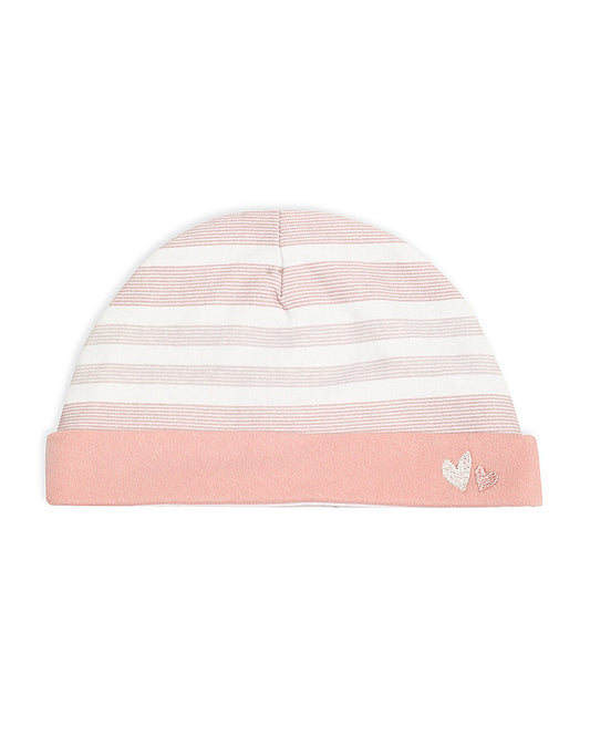 Mi Arcus Beige Cap & booties-Pink-Cotton-For Infants