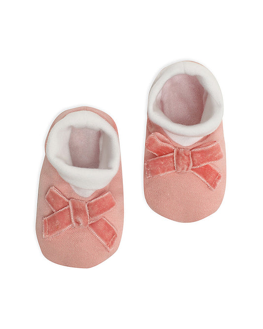 Mi Arcus Beige Cap & booties-Pink-Cotton-For Infants