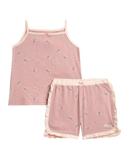 Mi Arcus Pink Top & shorts-Printed-Cotton-For Infants