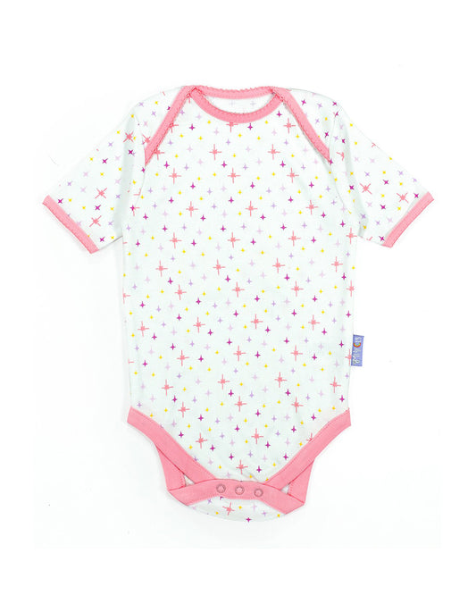 Mi Arcus Pink and White Onesie-Printed-Cotton-Pack of 2-For Infants