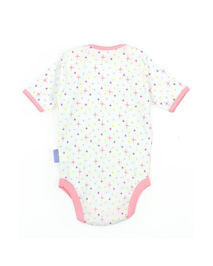 Mi Arcus Pink and White Onesie-Printed-Cotton-Pack of 2-For Infants