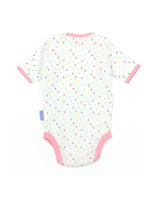 Mi Arcus Pink and White Onesie-Printed-Cotton-Pack of 2-For Infants