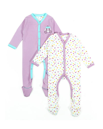 Mi Arcus Multicoloured Sleepsuit-Printed-Cotton-Pack of 2-For Infants