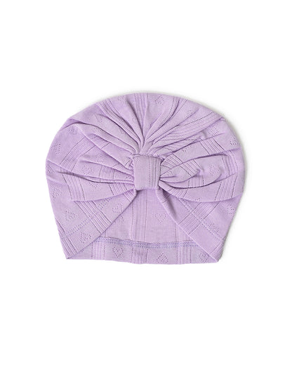 Mi Arcus Lavender Cap, Booties & Mittens Set-Solid-Cotton-For Infants